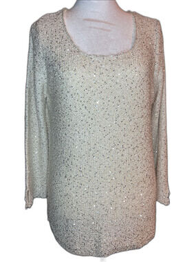 Slonl Womens Lining Sequin Knit Scoop Neck Blouse